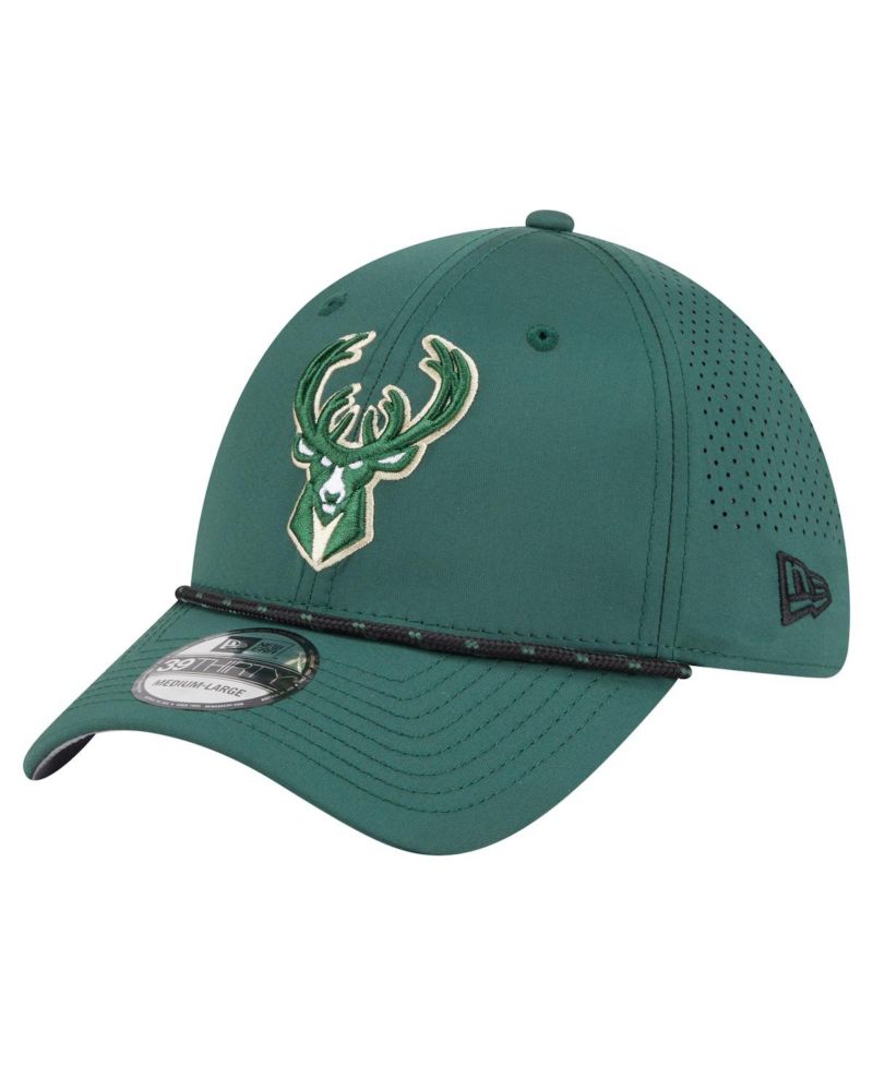 Men's Hunter Green Milwaukee Bucks Featherweight Poly Rope Flex 39Thirty Hat