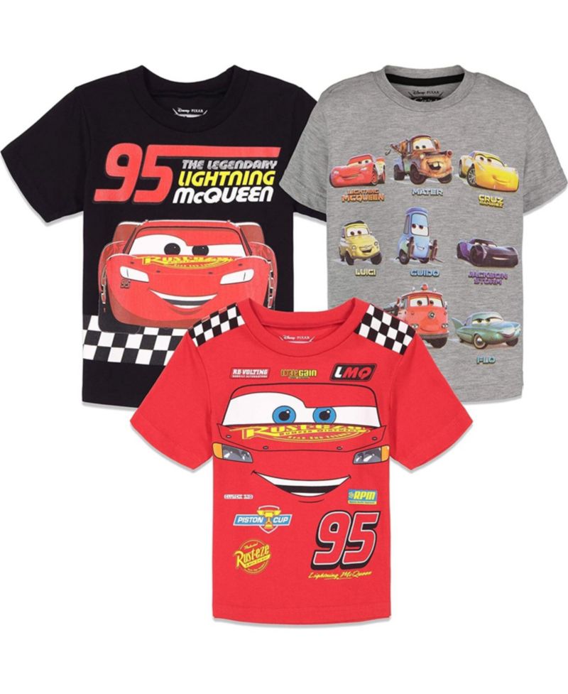 Little Boys Tow Mater Lightning McQueen 3 Pack T-Shirts