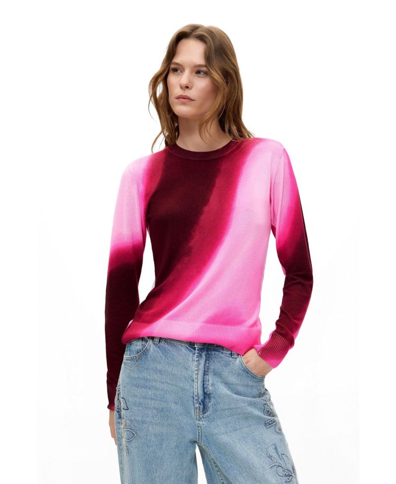 Women's Gradient Fine-Knit Crewneck Sweater