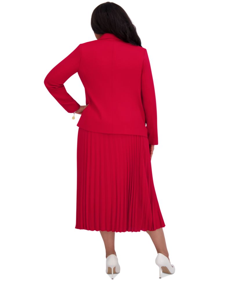 Plus Size Pleated Elastic Waist Skimmer Midi Skirt
