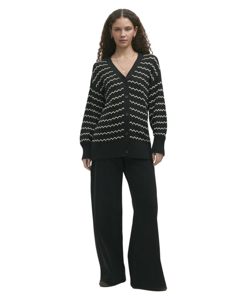 Women's Alena Striped Crochet Cardigan