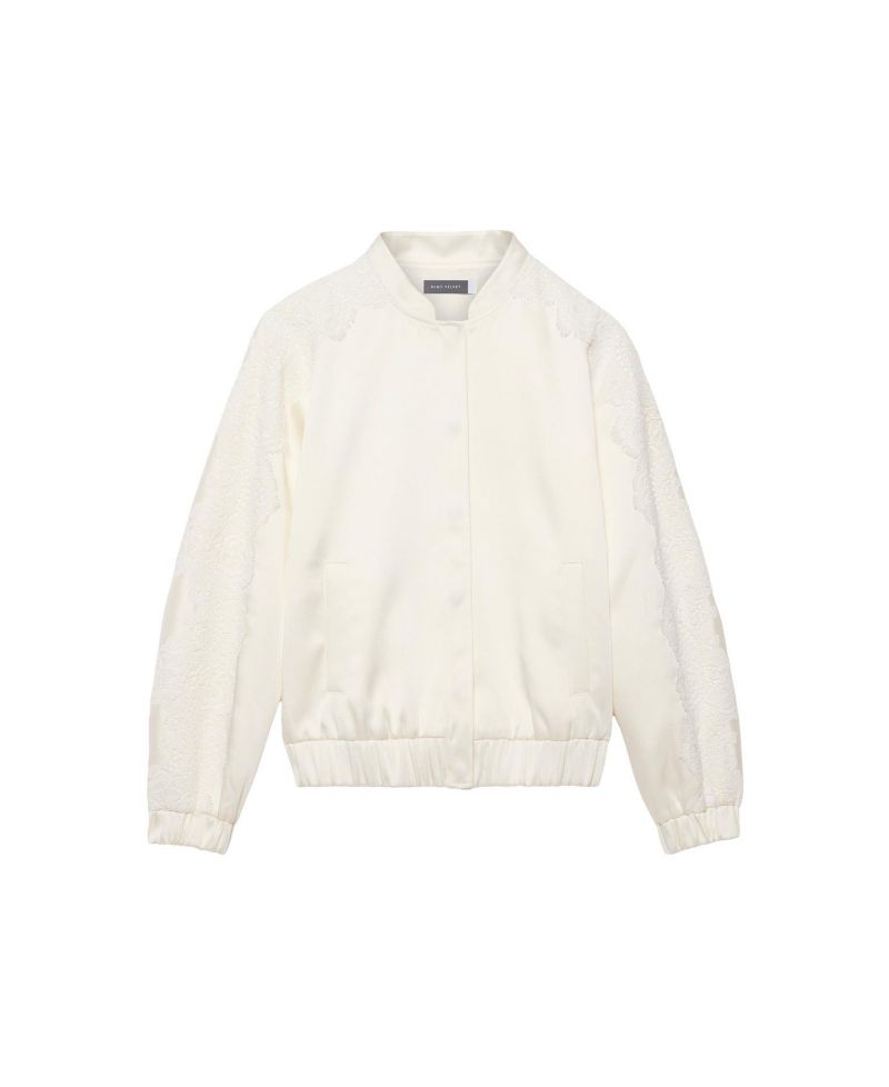 Women's Satin Lace-Trim Bomber Jacket