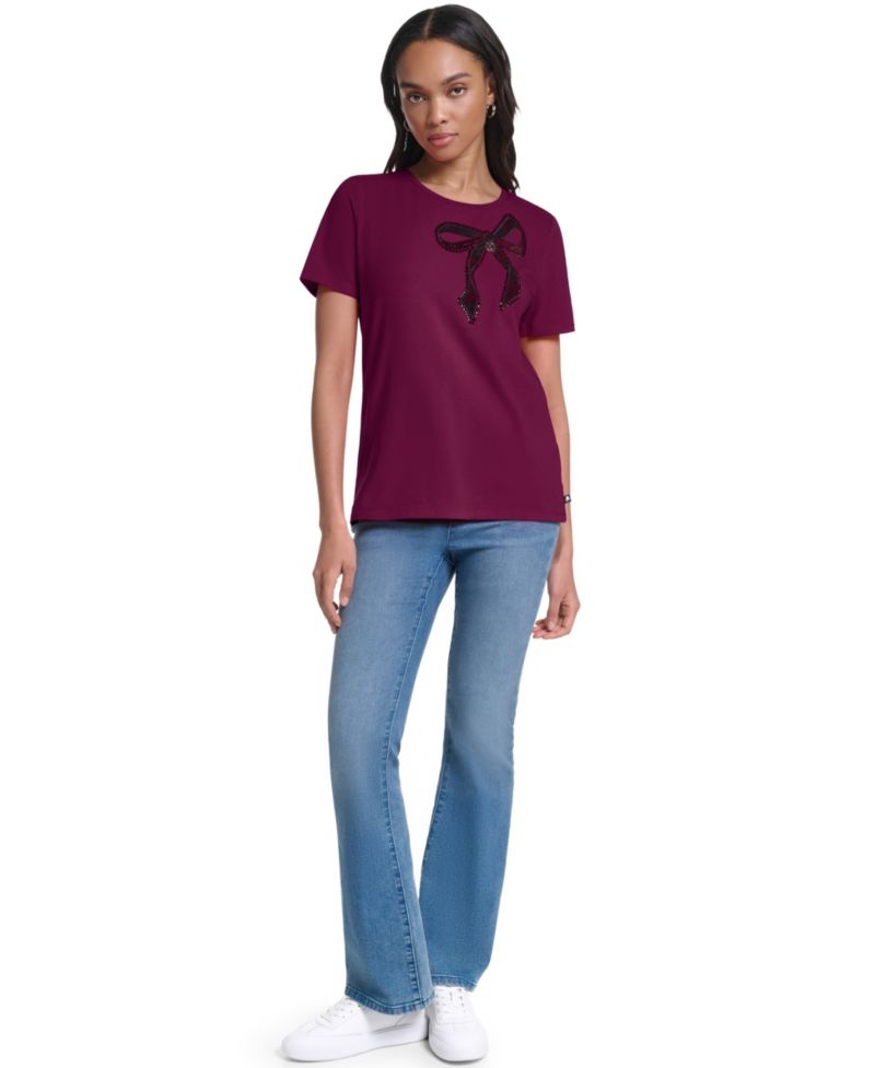 KRL LAGERFELD PARIS Women's Big Bow Logo Short-Sleeve T-Shirt