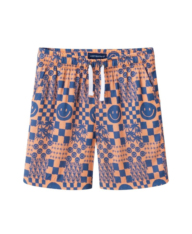 Big Boys Allover Smiley Print Buttondown and Shorts Set