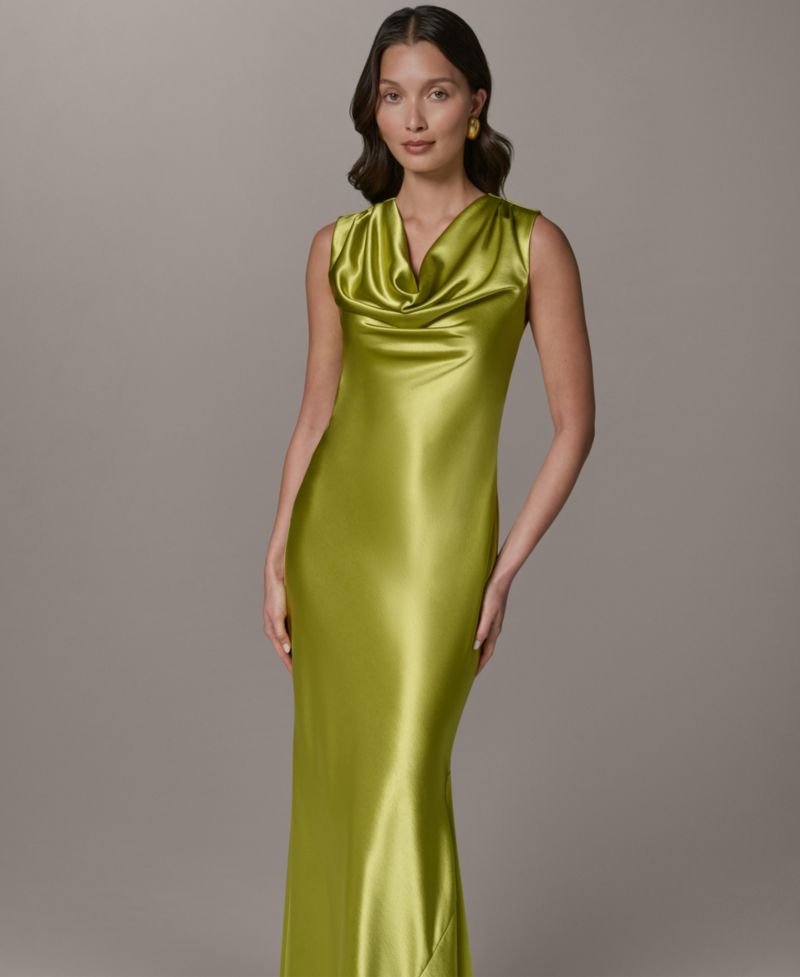 Petite Sleeveless Cowl Neck Ball Gown