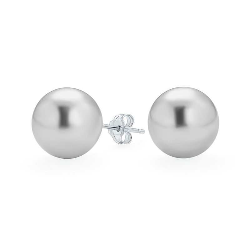 Classic Timeless Grey Faux Pearl Earrings .925 Sterling Silver Post