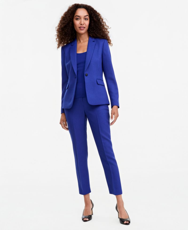 Women's Herringbone Classic Mid-Rise Straight-Leg Pants, 28" Inseam