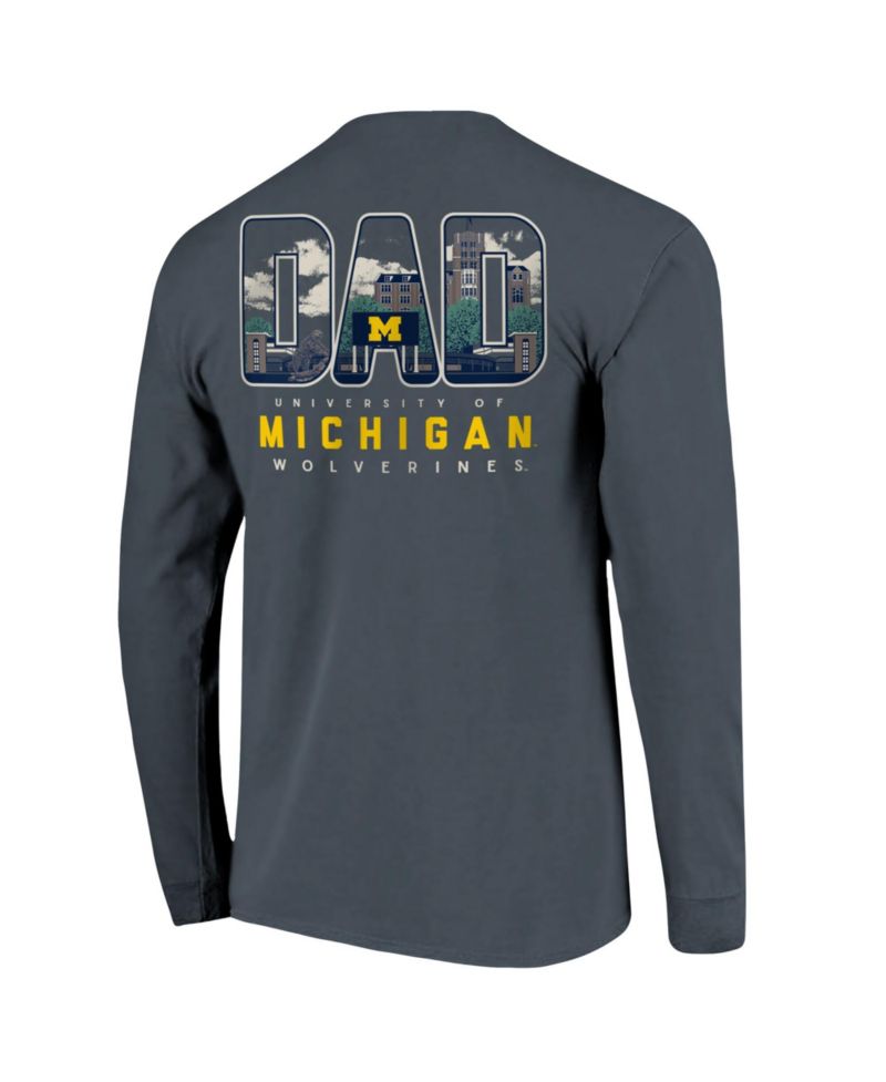 Men's Navy Michigan Wolverines Father's Day Campus Drawing Long Sleeve T-Shirt