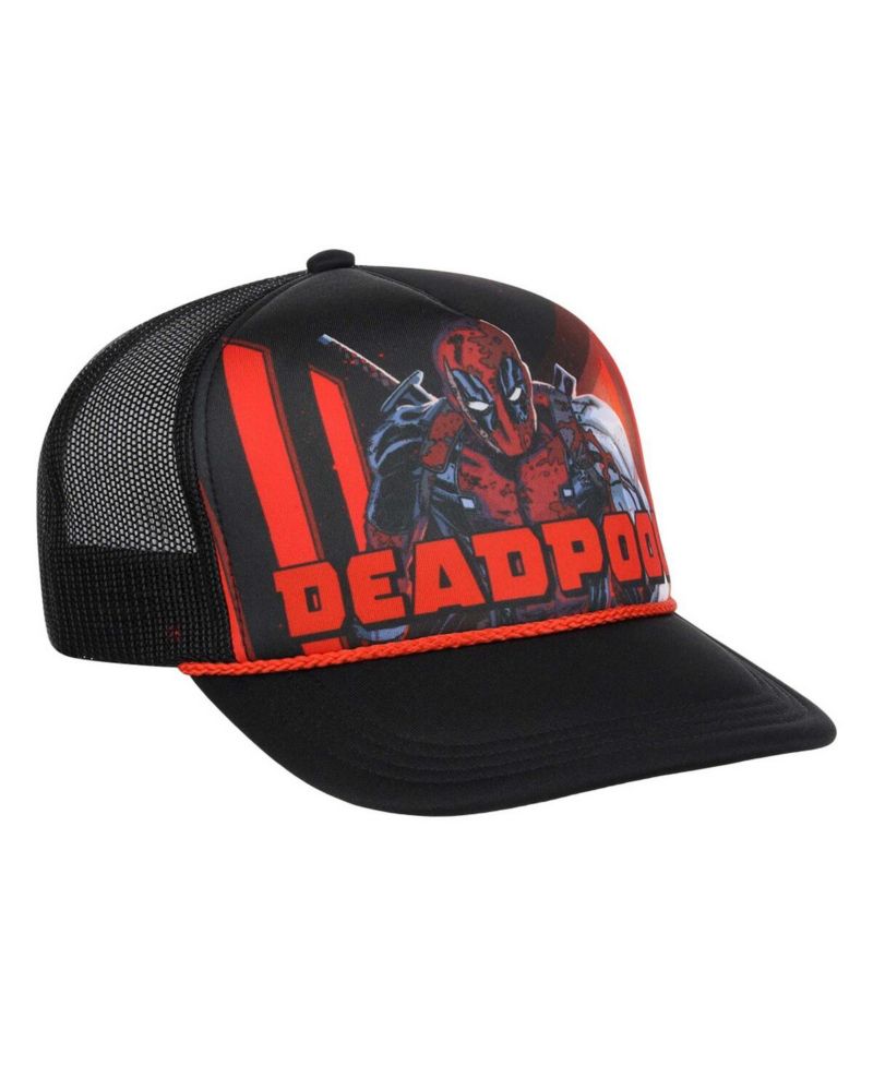 Men's Black Deadpool Big Front Foam Trucker Adjustable Hat