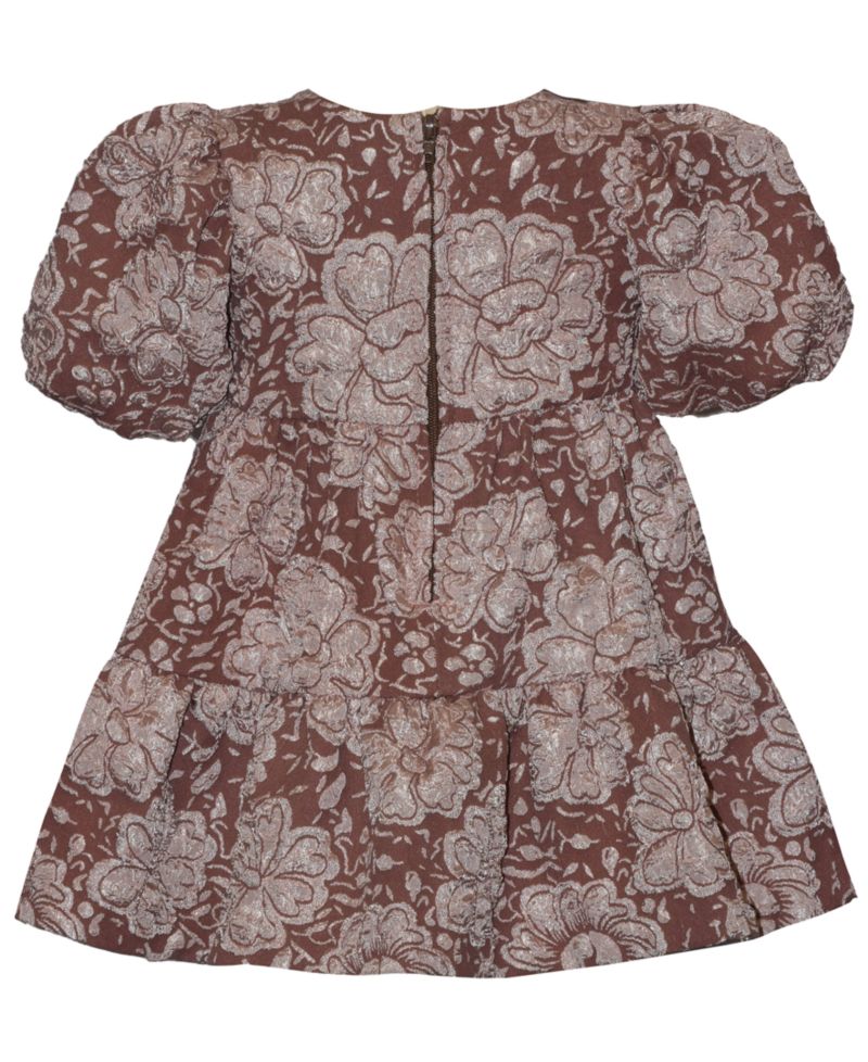 Baby Girls' Jacquard with Bow Short-Sleeve Dress with Diaper Cover, 2-Piece set