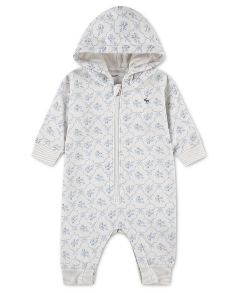 Baby Girls' Printed Hooded Zip Coverall