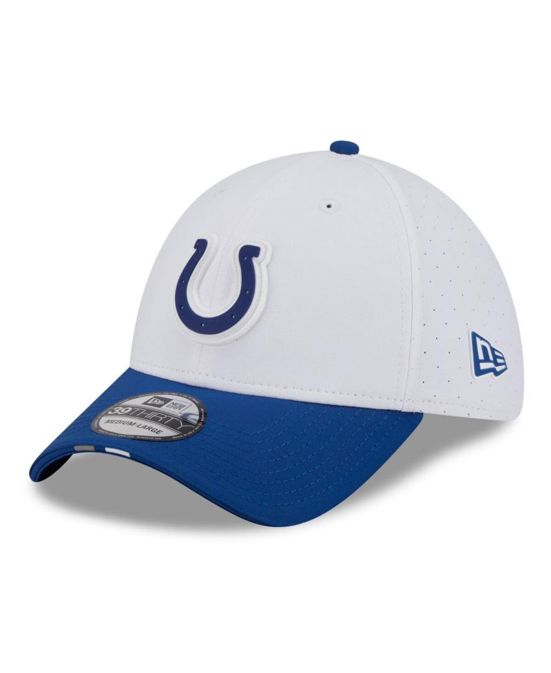 Men's White/Royal Indianapolis Colts 2025 NFL Training Camp 39THIRTY Flex Hat