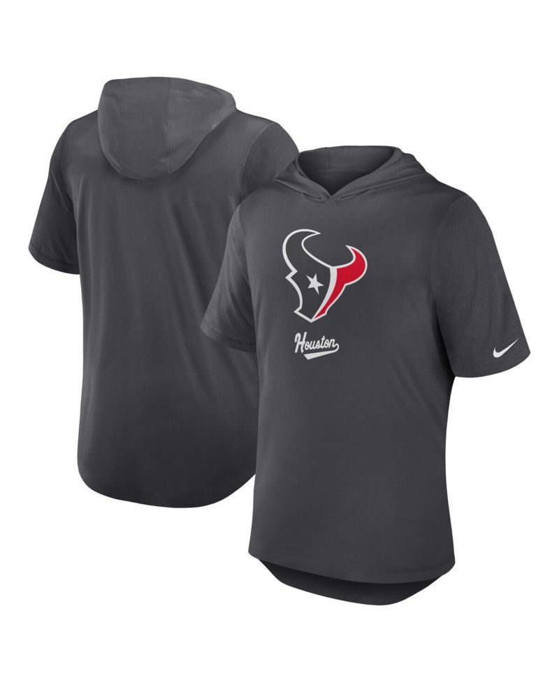 Men's Anthracite Houston Texans Tri-Blend Performance Hoodie T-Shirt