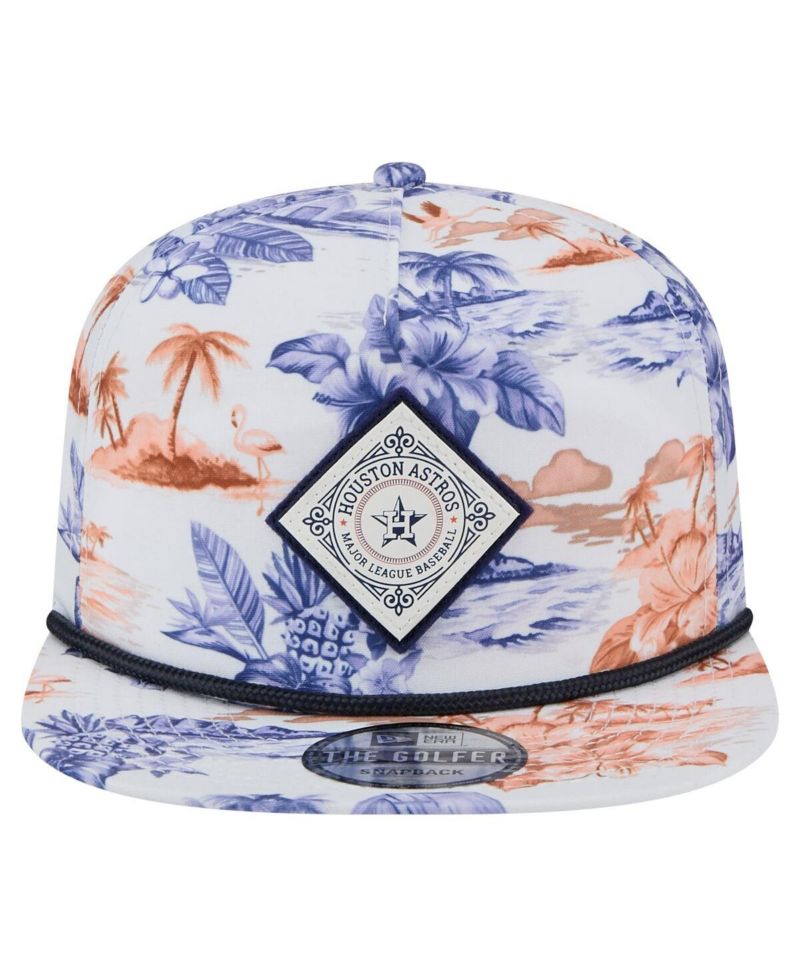 Men's White Houston Astros Printed Island Golfer Snapback Hat