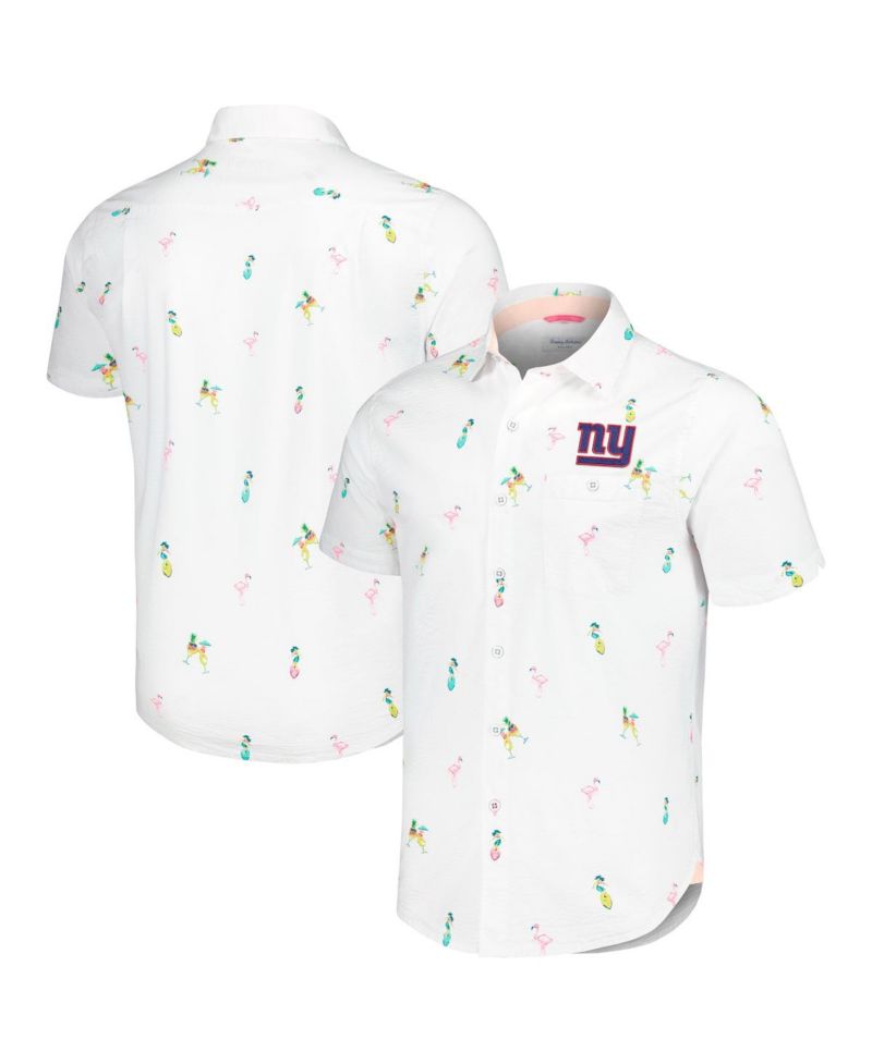 Men's White New York Giants Nova Wave Flocktail Button-Up Shirt