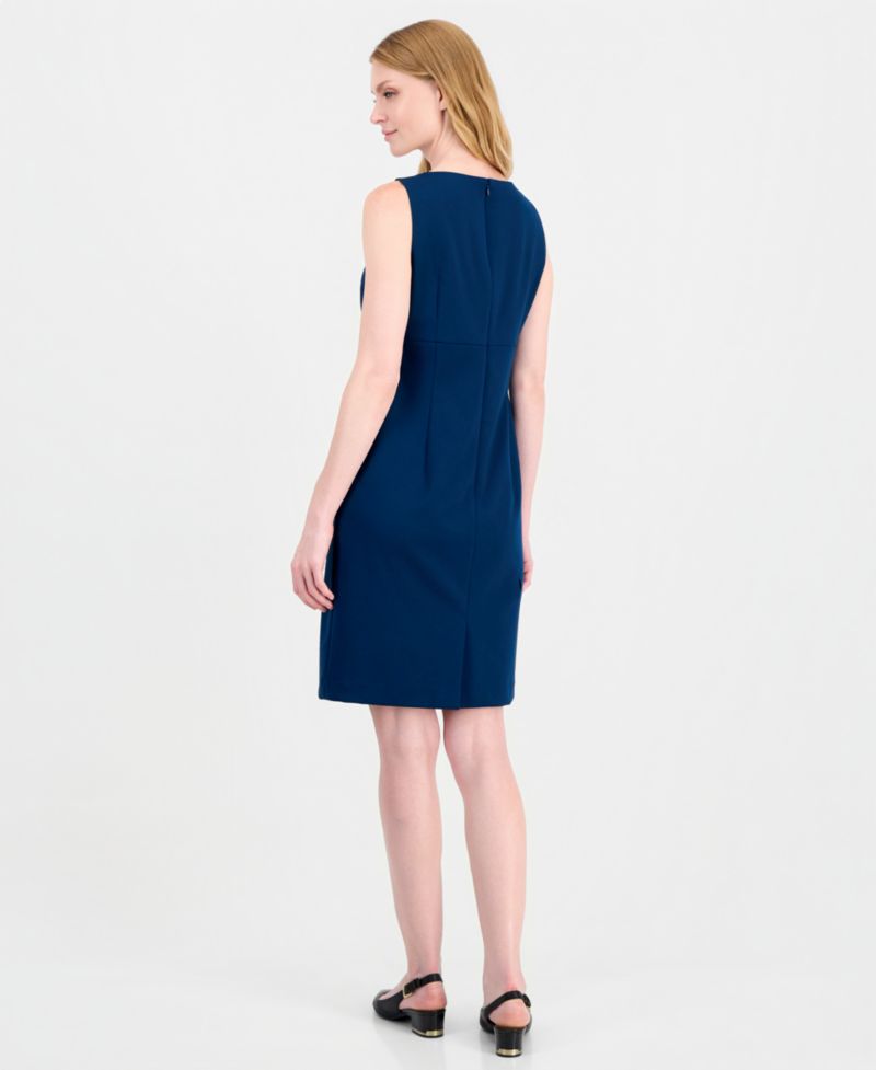 Women's Empire Waist Seam Crewneck Jacket and Dress, 2-Piece Suit
