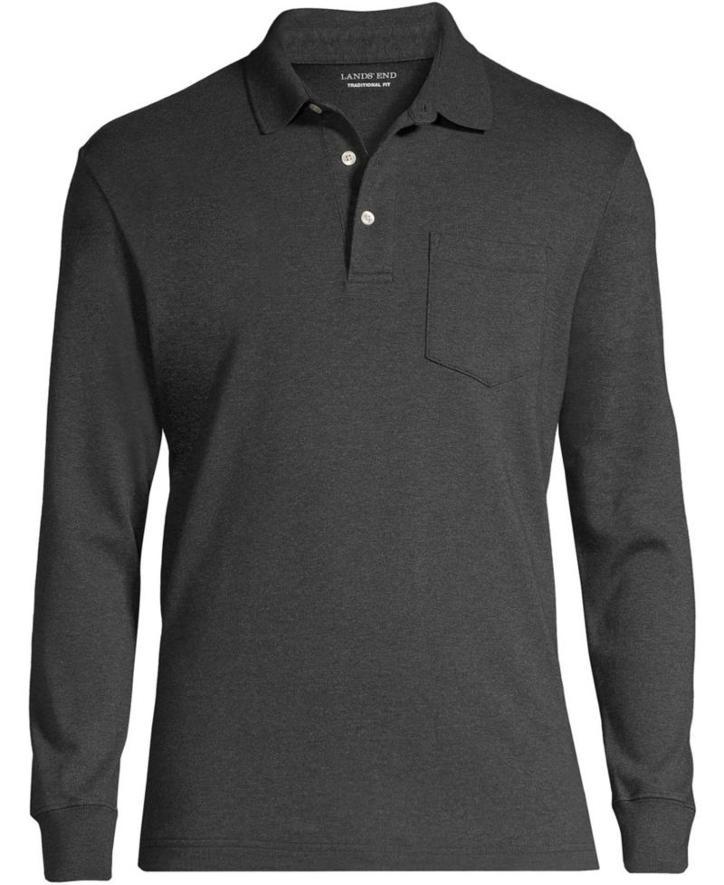 Men's Long Sleeve Cotton Supima Polo Shirt with Pocket