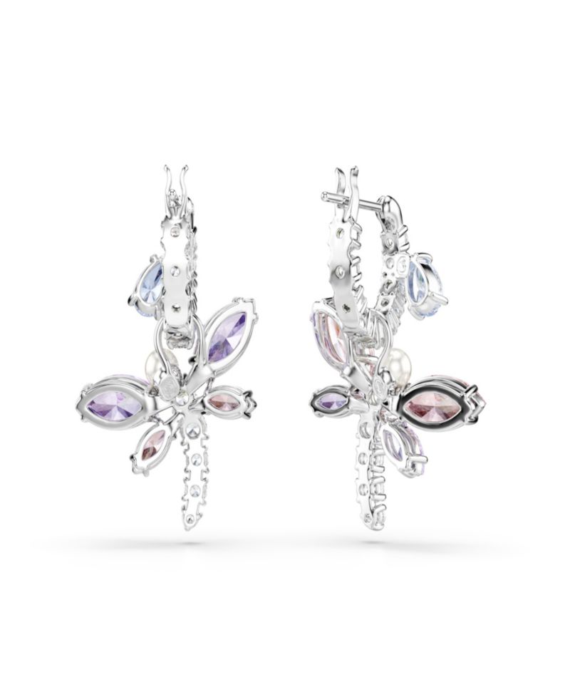 Ariana Grande x Mixed Cuts, Dragonfly, Multicolored, Rhodium-Plated Drop Earrings