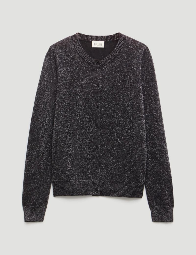 Women's Crew Neck Slim Fit Metallic Cardigan
