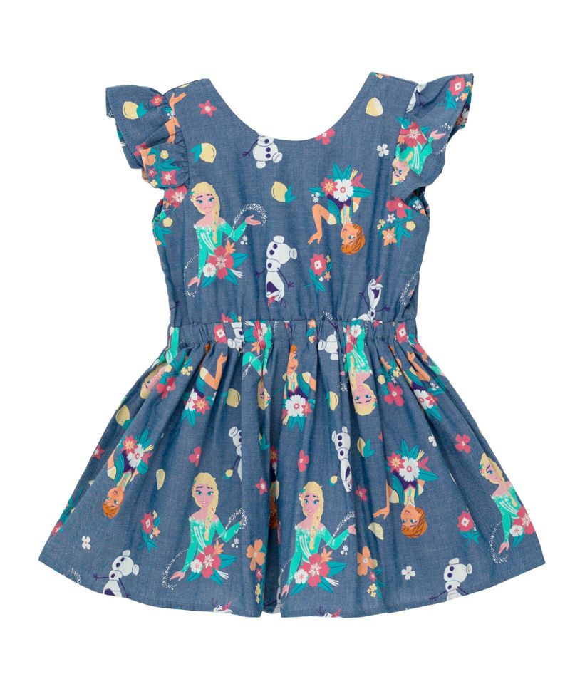 Little Girls Disney Minnie Mouse Mickey Mouse Daisy Lilo & Stitch Princess Belle Ariel Chambray Skater Dress to