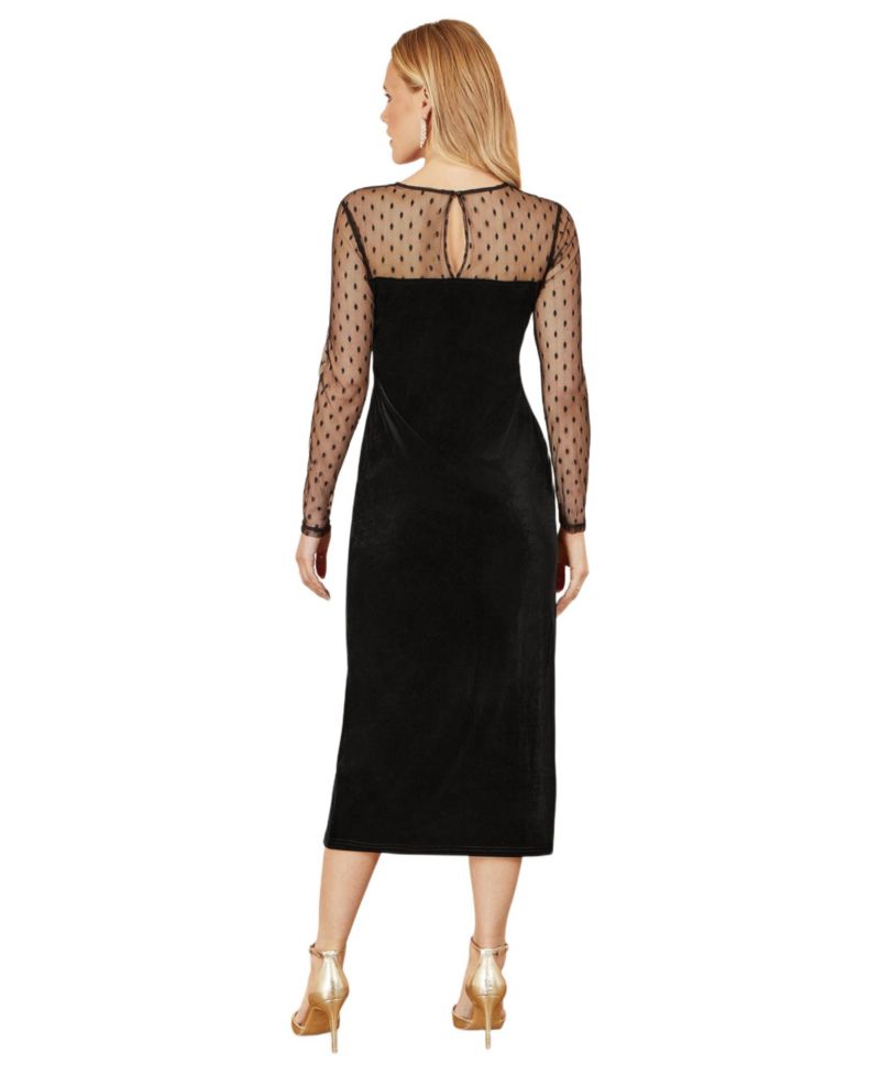 Women's Velvet With Slash Neckline Midi Dress