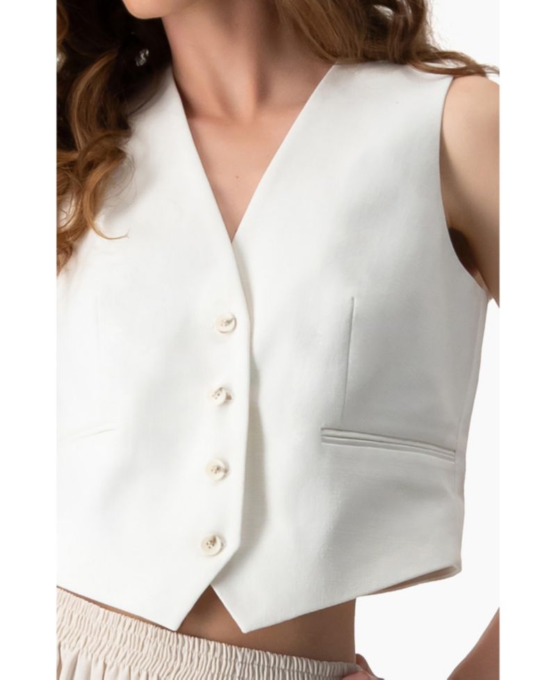 Women's Short Vest with Simulated Pockets