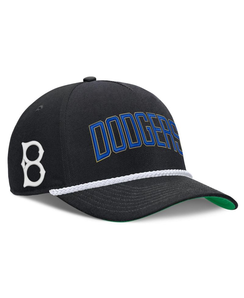 Men's Black Brooklyn Dodgers Cooperstown Collection Rise Adjustable Hat