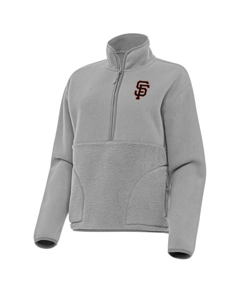 Women's Gray San Francisco Giants Figure Half-Zip Sweatshirt