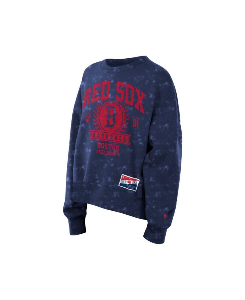 Women's Navy Boston Red Sox Throwback Oversized Boxy Sweatshirt