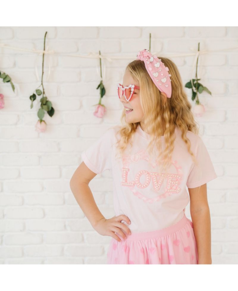 Little Girls Pearl Love Patch Short Sleeve T-Shirt