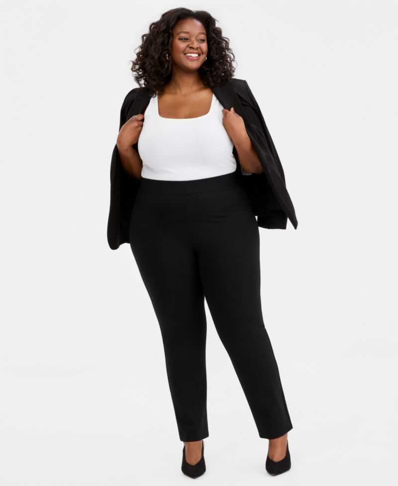 Plus Size High-Rise Slim-Fit Ankle Pants