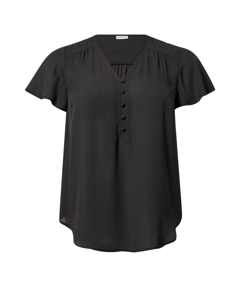 Plus Size Harper V-Neck Short-Flutter-Sleeves Georgette Blouse