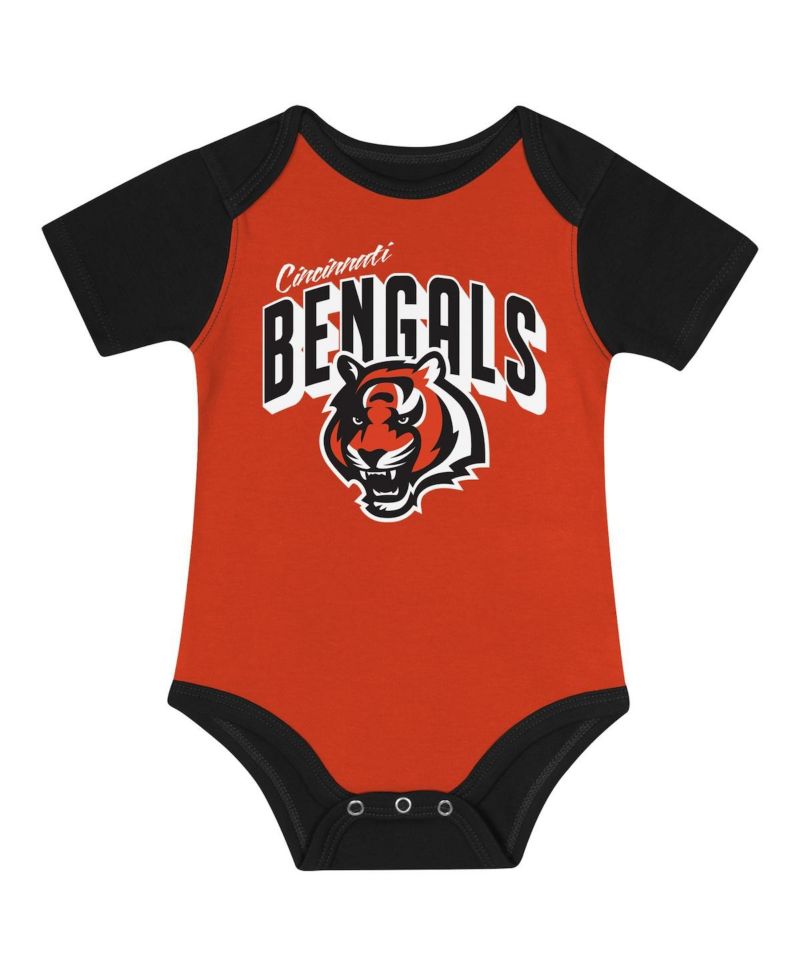 Baby Boys and Girls 2- Piece Cincinnati Bengals Dynamic Duo Bodysuit and Bib Knit Hat Set