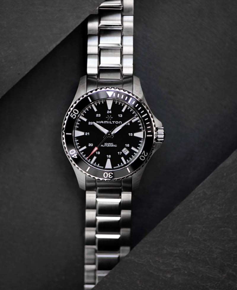 Men's Swiss Automatic Khaki Navy Stainless Steel Bracelet Watch 40mm