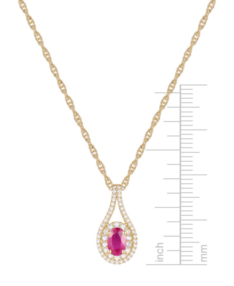 Ruby (1/2 ct. t.w.) & Diamond (1/4 ct. t.w.) Pendant Necklace in 14k Gold