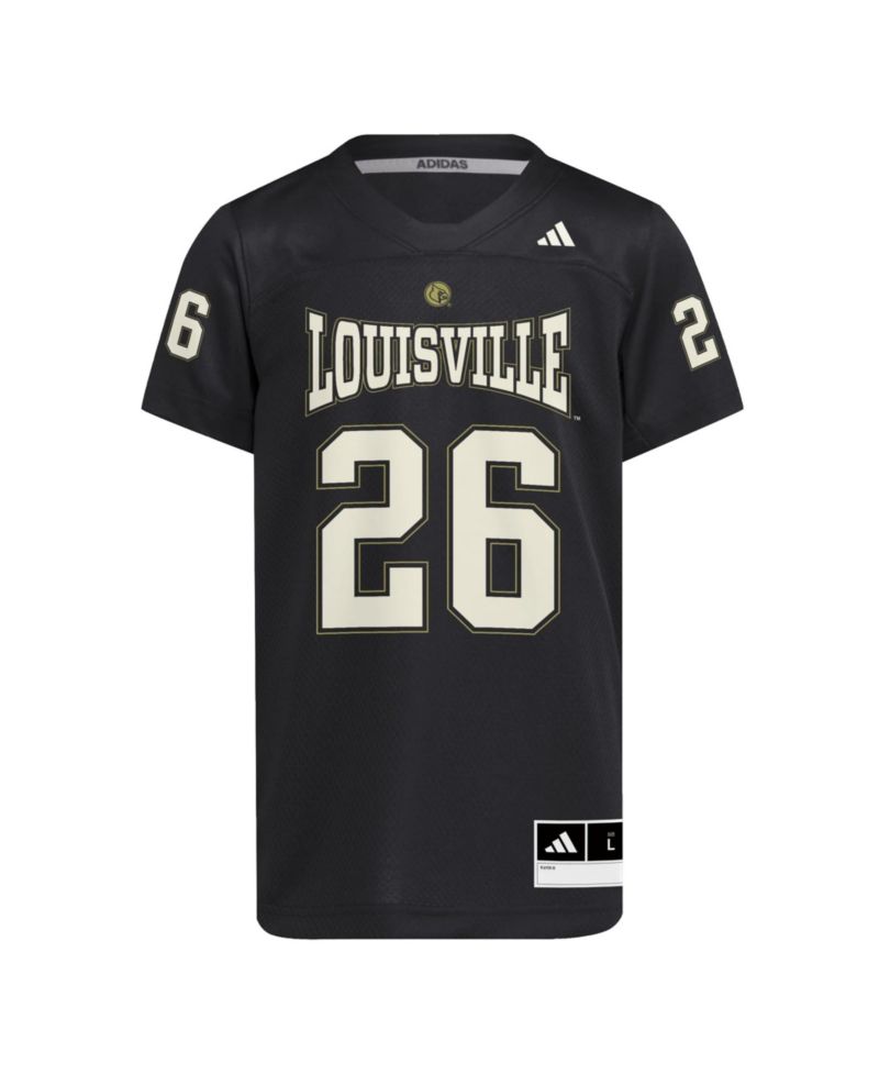Big Boys and Girls 26 Black Louisville Cardinals For the Ville Strategy Football Jersey