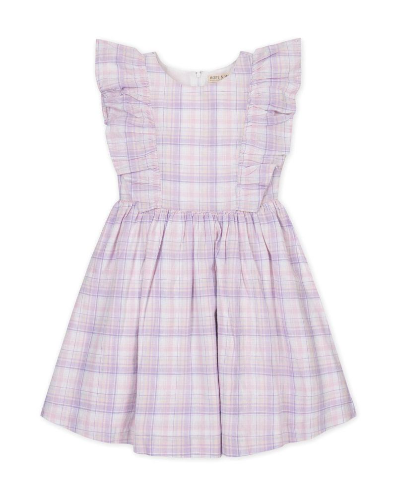 Toddler Girls Linen Flutter Sleeve Pinafore Dress