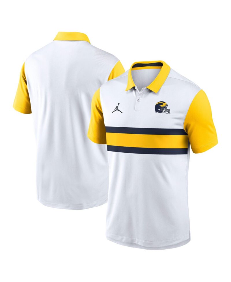 Men's White/Maize Michigan Wolverines Athletic Prep Alt Logo Vapor Dri-FIT Polo Shirt