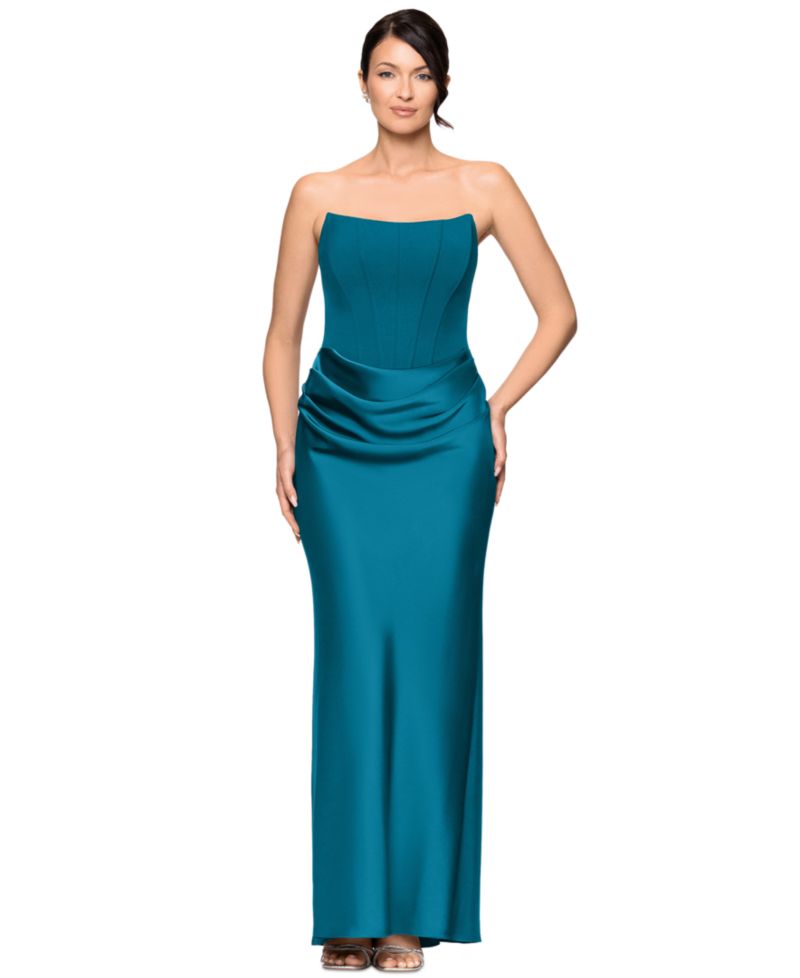 Women's Mixed-Media Strapless Corset Gown