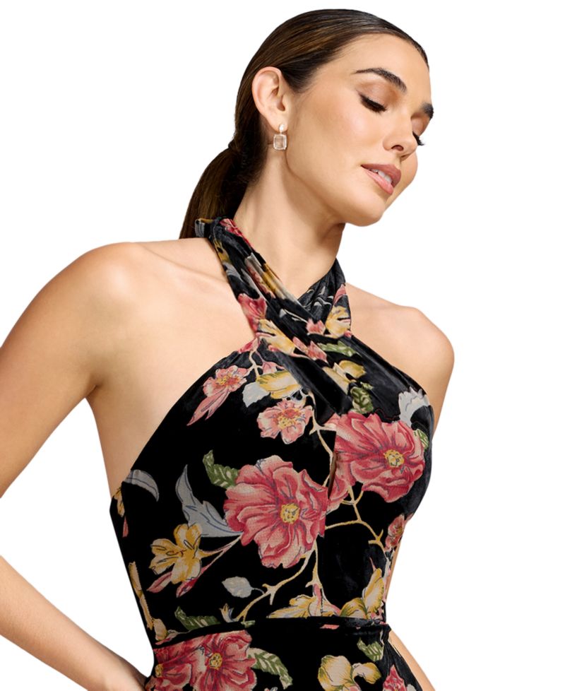 Women's Halter Column Floral Dress