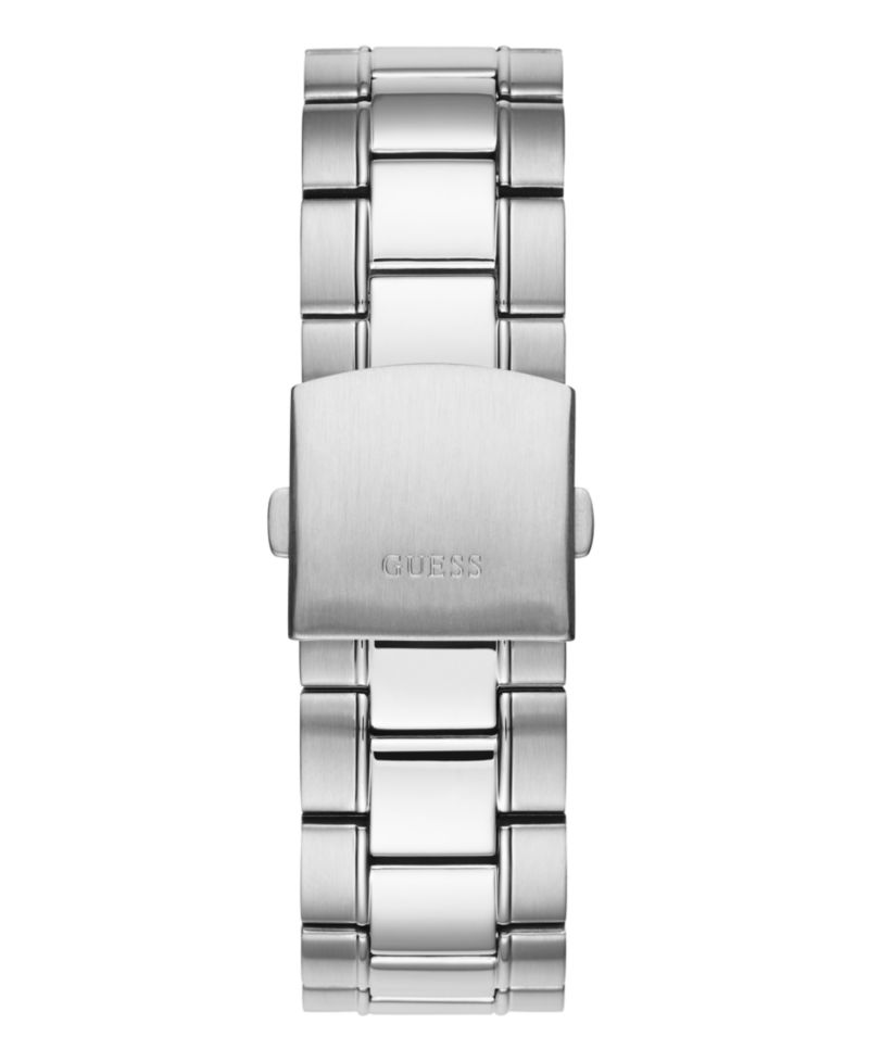 Men's Date Silver Tone Stainless Steel Watch 42 mm