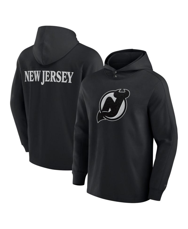 Men's Black New Jersey Devils Elements Blaze Tri-Blend Long Sleeve Hoodie T-Shirt