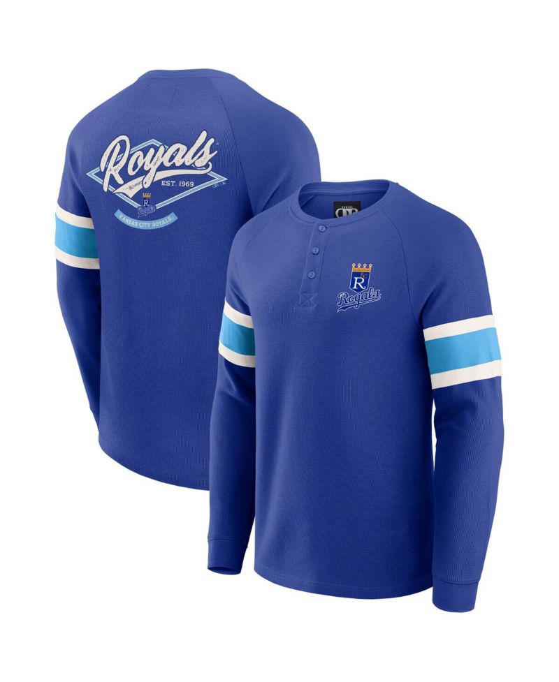 Darius Rucker Collection by Men's Royal Kansas City Royals Waffle-Knit Raglan Long Sleeve Henley T-Shirt