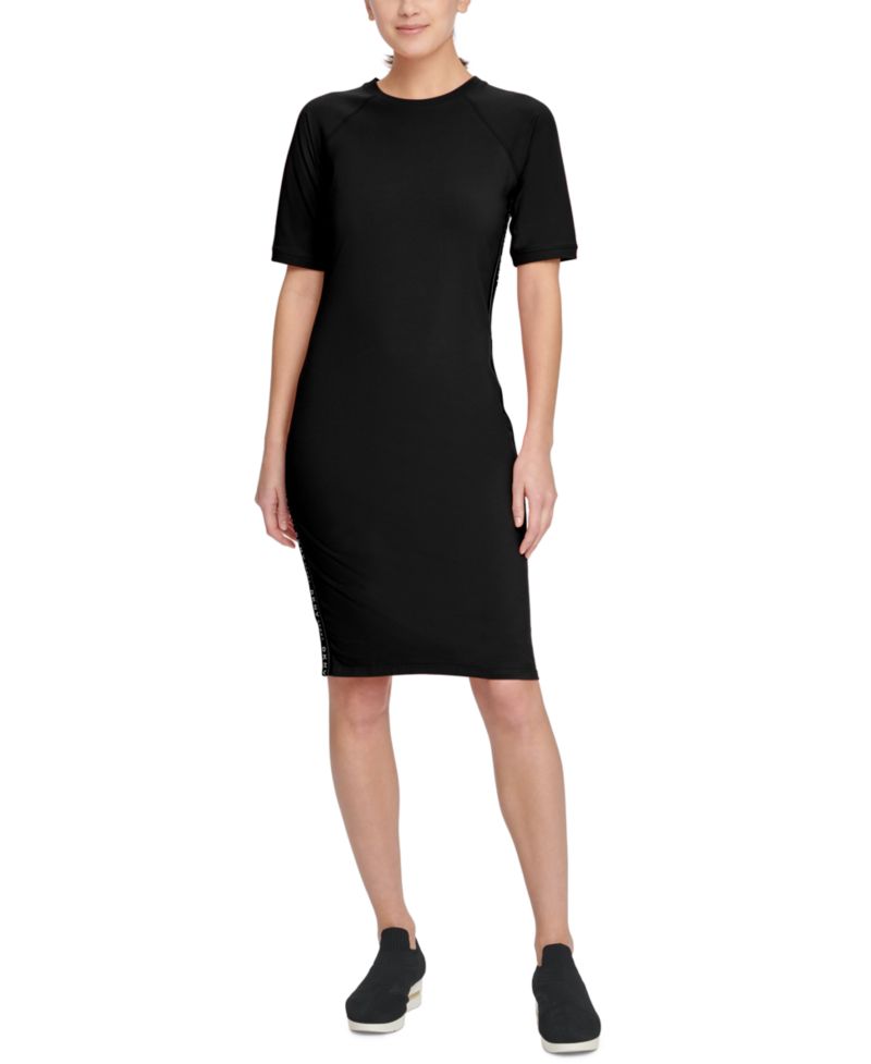 Logo-Stripe Midi Dress