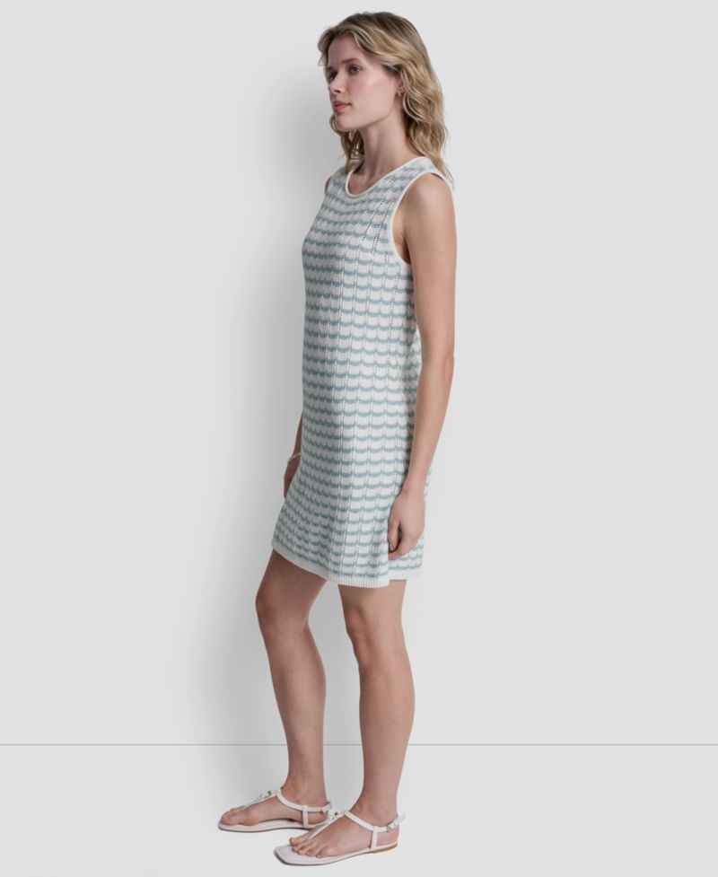 Women's Sleeveless Crew Neck Pointelle Dress
