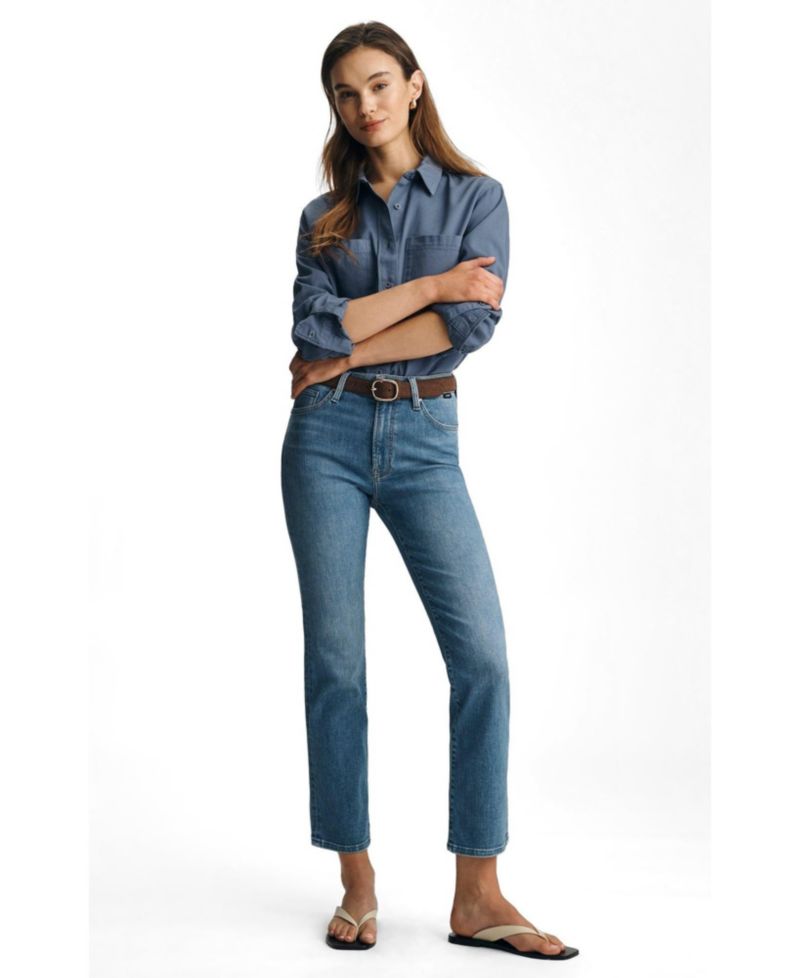 Women's Kendra High Rise Straight Leg In Mid Brushed Flex Blue