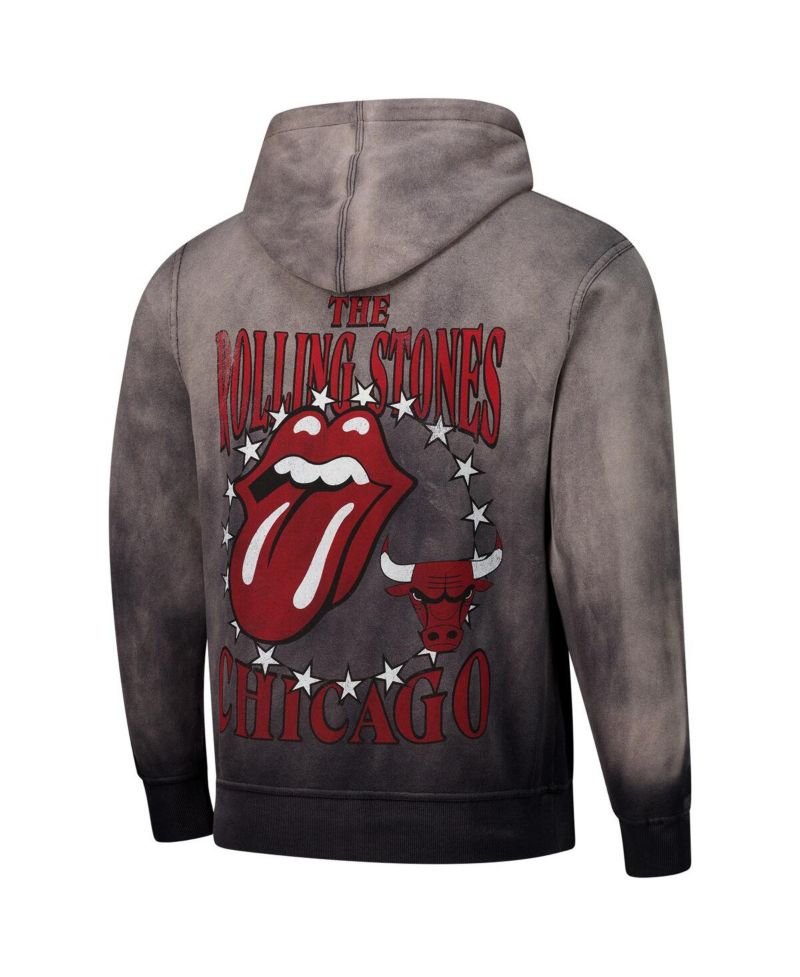Men's and Women's Gray Rolling Stones x Chicago Bulls Collab Pullover Hoodie