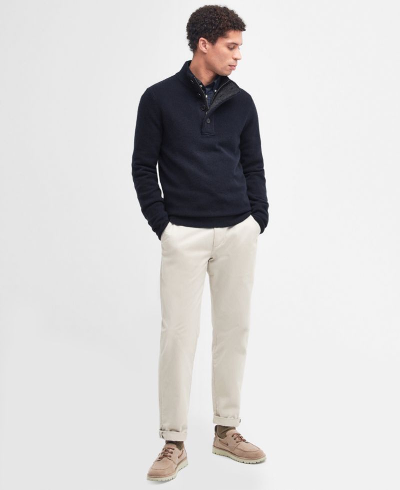 Men's Patch Half Zip Wool Sweater