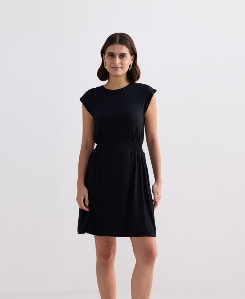 Women's Short Dress With Smocking Side Detail