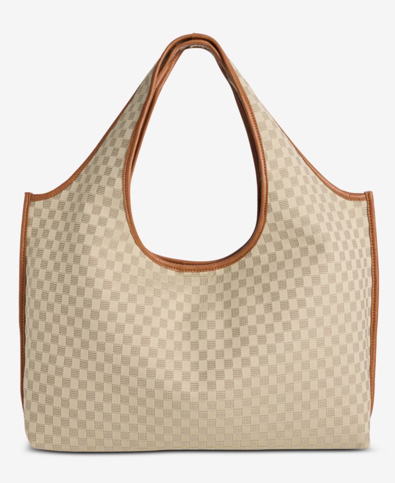 Checkered Soft Knit Tote Bag